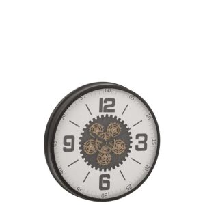 CLOCK HOLLOW GEARS  MDF BLACK/WHITE LARGE