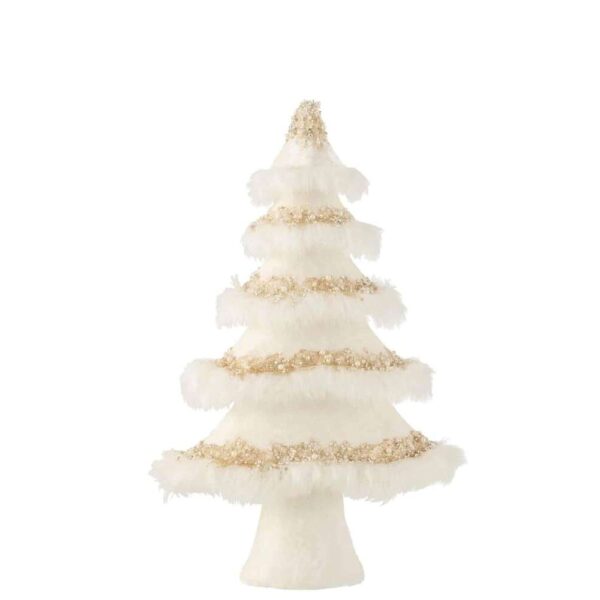 CHRISTMAS TREE VELVET FEATHERS ECRU GOLD
