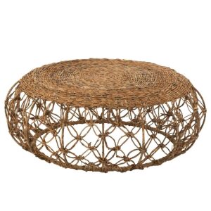 COFFEE TABLE SAUCER IRON/BANANA LEAF NATURAL