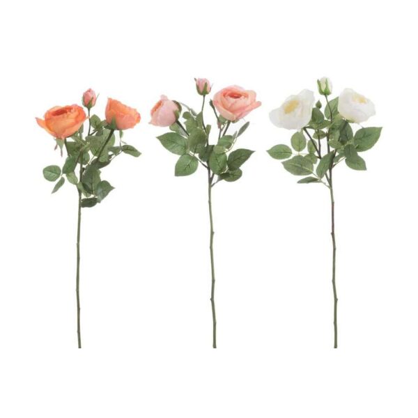 ROSE BUNCH FRESH TOUCH PLASTIC ORANGE/WHITE MIX L ASSORTMENT OF 3