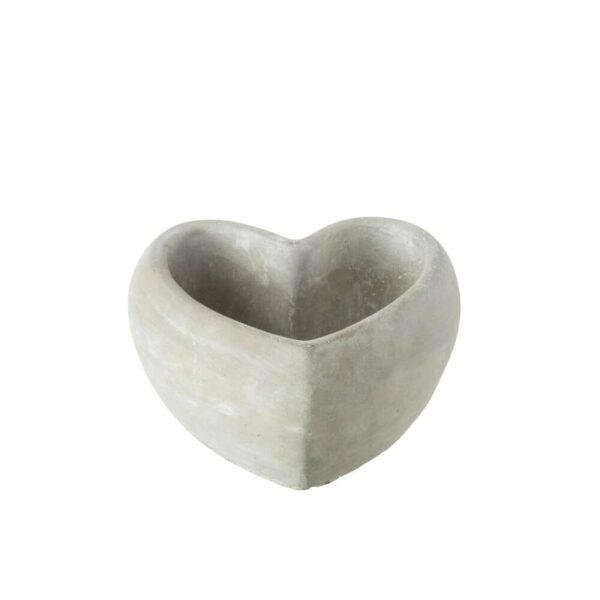 FLOWERPOT HEART SHAPE CEMENT GREY