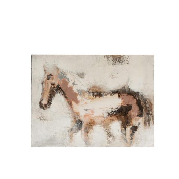 PAINTING HORSE ABSTRACT CANVAS/WOOD MIX