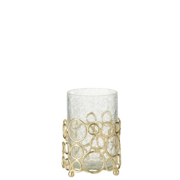 CANDLEHOLDER KYEV GLASS/IRON TRANSPARENT/GOLD MEDIUM