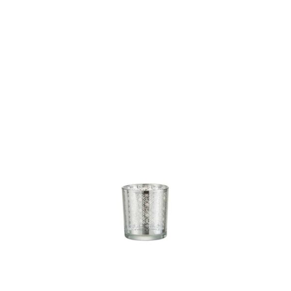 TEALIGHT HOLDER ORIENTAL GLASS SILVER