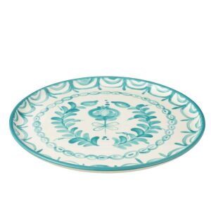 PLATE GRANADA CERAMIC WHITE/AQUA