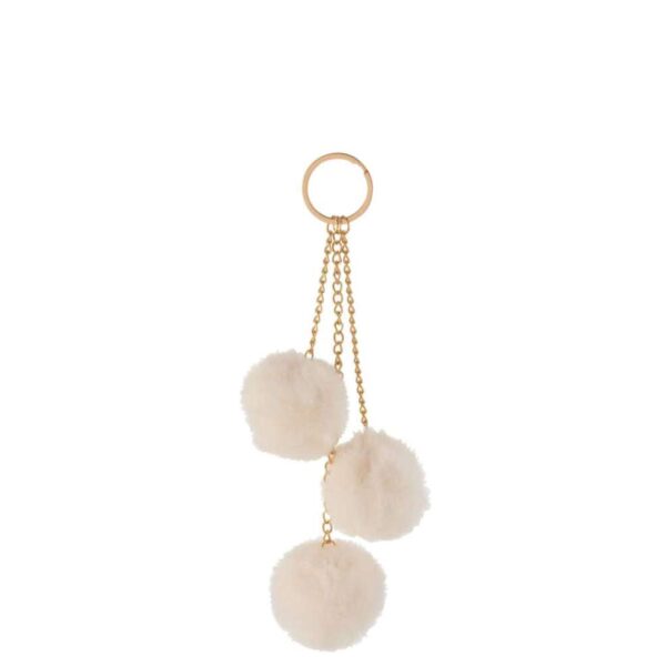 KEYCHAIN 3 BALLS TEXTILE CREAM