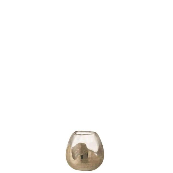 TEALIGHT HOLDER ZOE ROUND GLASS GOLD SMALL
