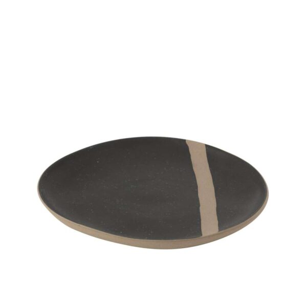 PLATE  CERAMIC BLACK/TAUPE SMALL