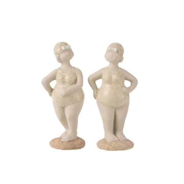 WOMAN BATHING SUIT STANDING CERAMIC BEIGE LARGE ASSORTMENT OF 2