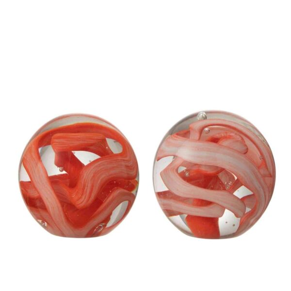 PAPERWEIGHT GARLAND GLASS ORANGE/RED LARGE ASSORTMENT OF 2