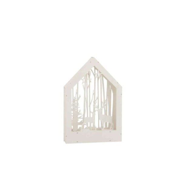 DECO WINTER HERTEN+BOMEN LED HOUT WIT
