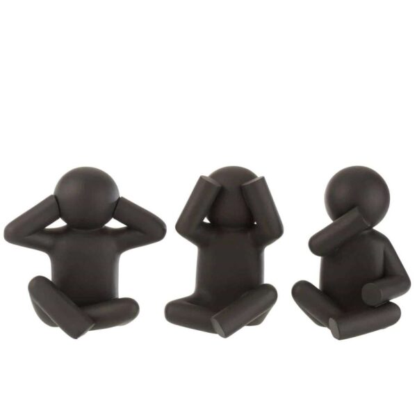 P'TIT MAURICE SITTING SEE/HEAR/SPEAK NO EVIL POLY BLACK ASSORTMENT OF 3