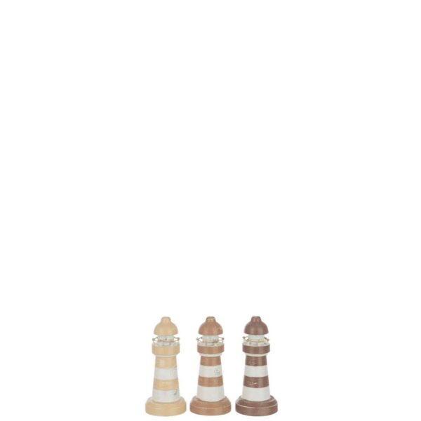 LIGHTHOUSE ALBASIA WOOD BROWN/WHITE SMALL ASSORTMENT OF 3