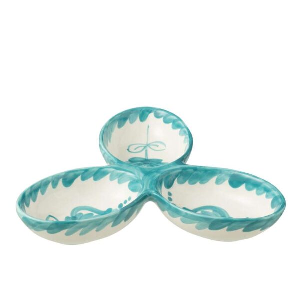 APERO DISH GRANADA CLOVER CERAMIC WHITE/AQUA