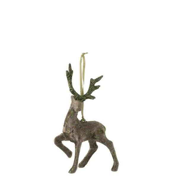 REINDEER HANGING VELVET GLITTER KHAKI