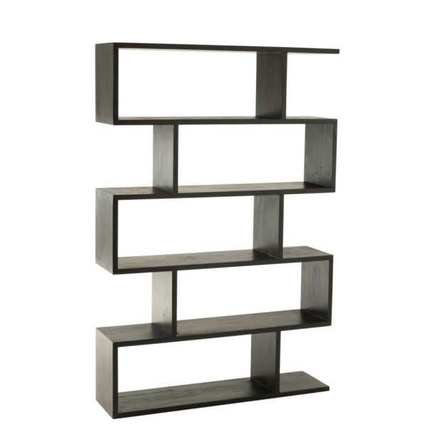 BOOKSHELF VERTICAL SLATS MANGO WOOD MATT BLACK