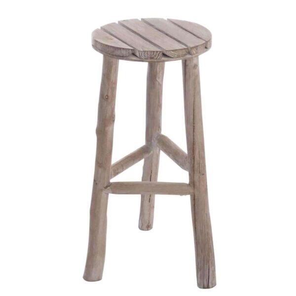 STOOL ROUND WOOD WHITE WASH M