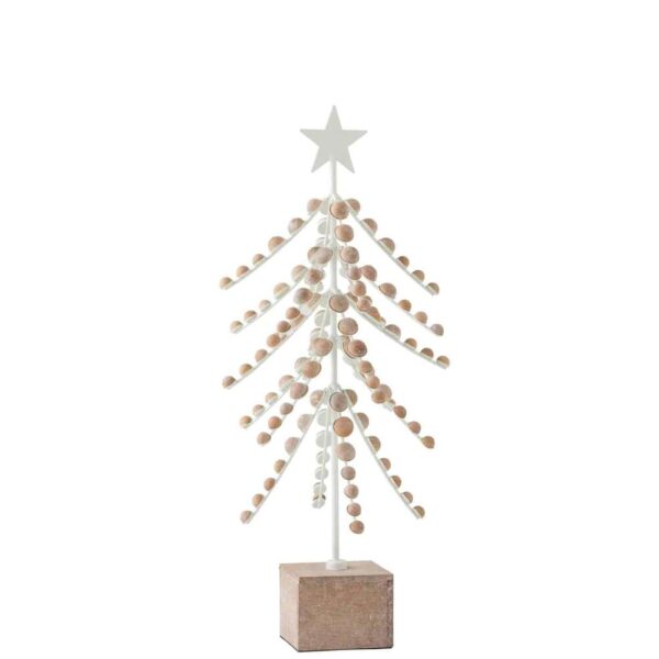 TREE ON BASE STAR WOOD/METAL WHITE/NATURAL