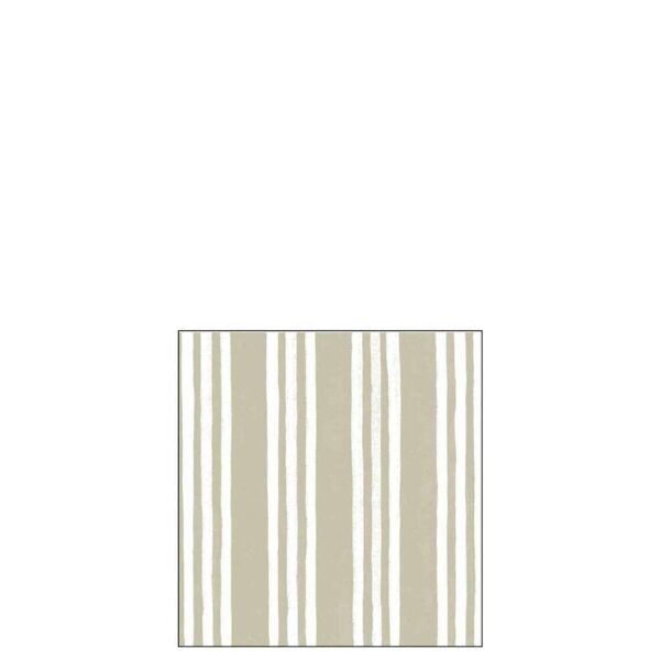 PACK 20 NAPKINS STRIPES PAPER TAUPE/WHITE SMALL
