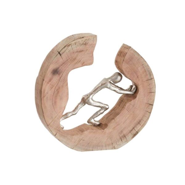 FIGURE PUSHING WOOD/ALUMINIUM NATURAL/SILVER