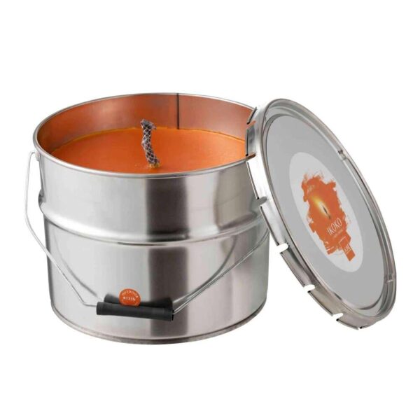 OUTDOORS CANDLE PAINT IKOKO POT METAL/WAX ORANGE LARGE 135H