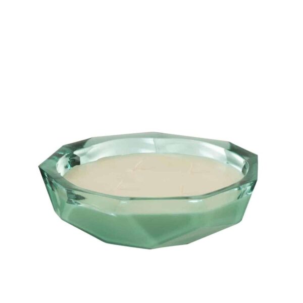 CANDLE DISH ORIGAMI GLASS AQUA SMALL -