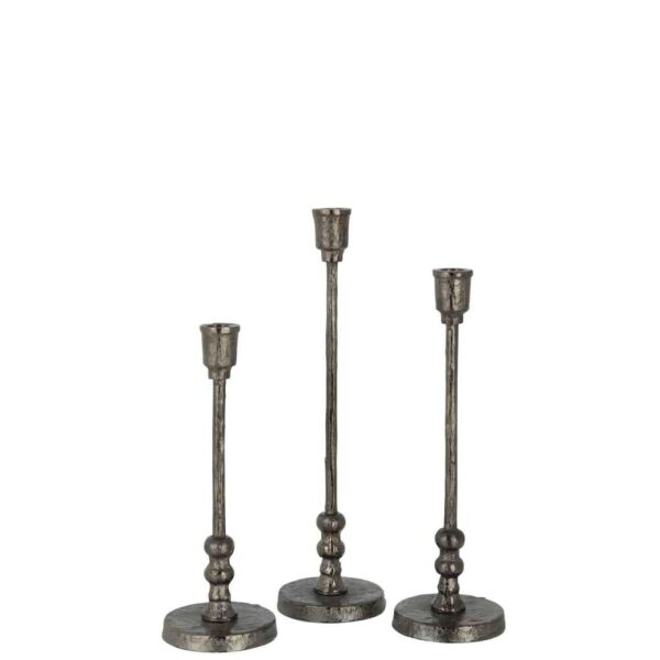 SET OF THREE CANDLESTICK BECCA ALUMINIUM BLACK