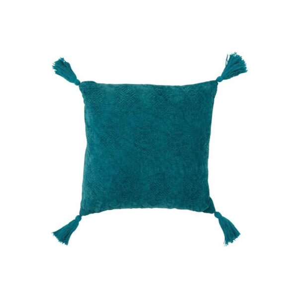 CUSHION SQUARE FAYOLA COTTON TURQUOISE