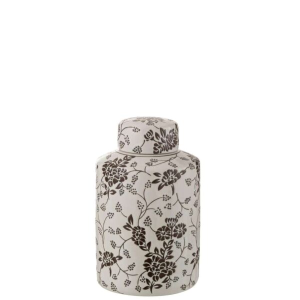 JAR DECORATIVE ZEN PORCELAIN WHITE/BLACK LARGE