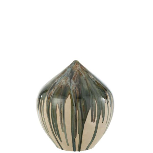 VASE HIGH PAINT CERAMIC NATURAL/GREEN