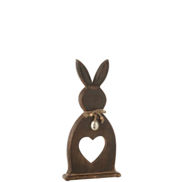 RABBIT HEART+EGG MANGO WOOD DARK BROWN MEDIUM