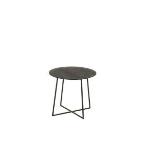 COFFEE TABLE ROUND TEAK WOOD/METAL BLACK