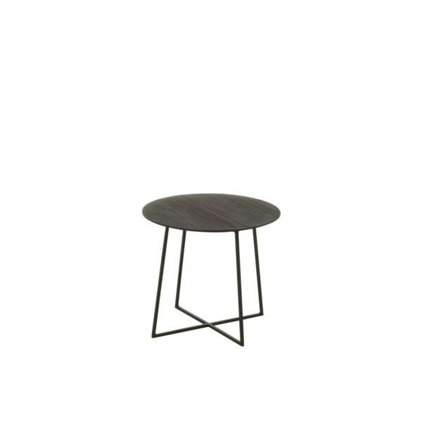 COFFEE TABLE ROUND TEAK WOOD/METAL BLACK