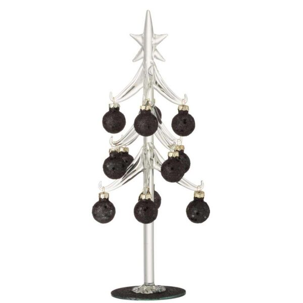 TREE WHITE BAUBLES STARS GLASS BLACK MEDIUM