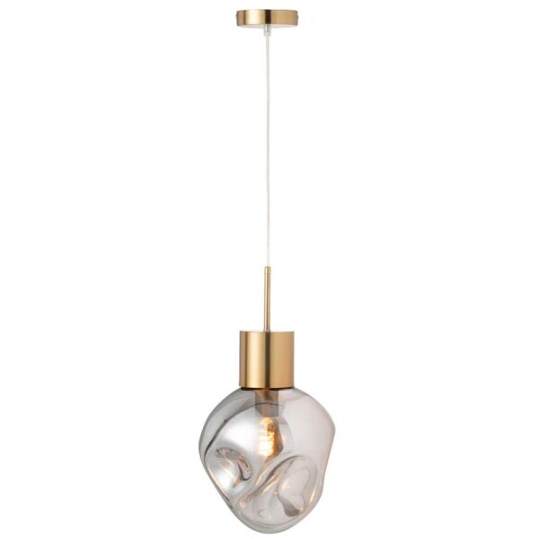 HANGING LAMP GOLD METAL/GLASS GREY