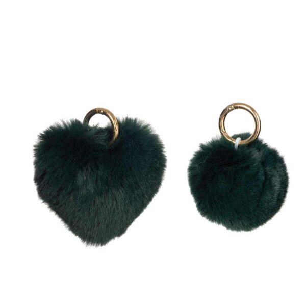 KEYCHAIN BALL/HEART ACRYLIC GREEN ASSORTMENT OF 2