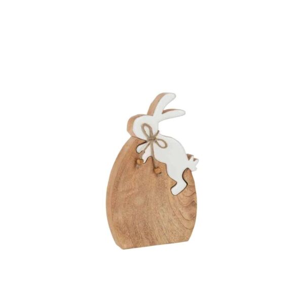 RABBIT ON EGG PUZZLE MANGO WOOD NATURAL/WHITE LARGE