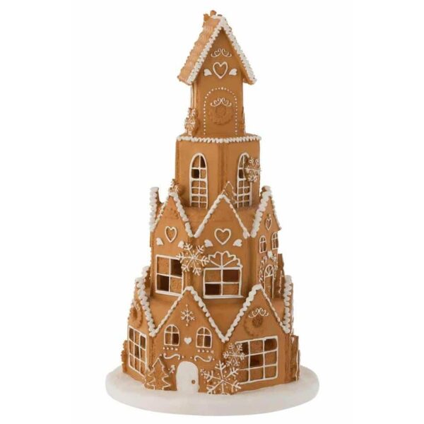 GINGER BREAD HOUSE TOWER LED POLY BROWN