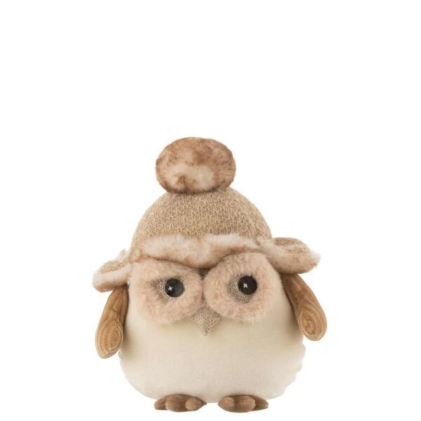 OWL STANDING TEXTILE BEIGE/BROWN LARGE