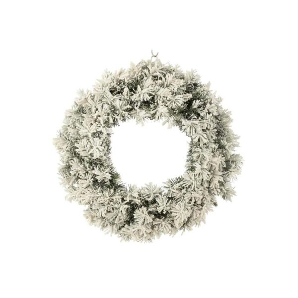 CHRISTMAS WREATH+LED WARM WHITE PLASTIC SNOWY GREEN LARGE