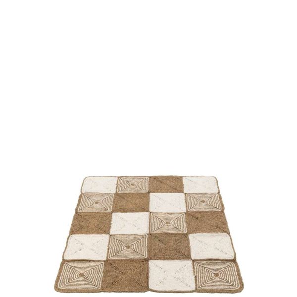 RUG SQUARES/SPIRALS WOVEN ROPES PLASTIC WHITE/NATURAL