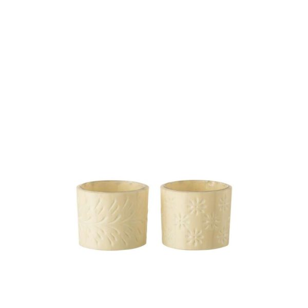 TEALIGHT HOLDER ELISE GLASS CREAM SMALL ASSORTMENT OF 2