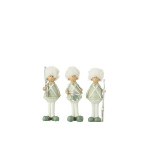 SOLDIER GUN+DRUMS RESIN GREEN/WHITE SMALL ASSORTMENT OF 3