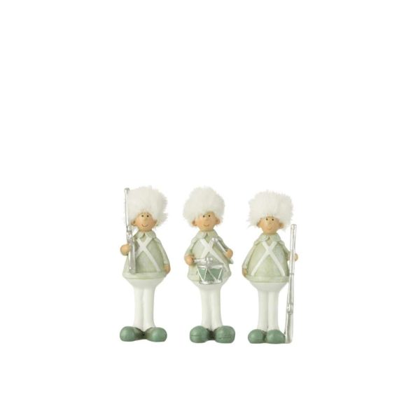 SOLDIER GUN+DRUMS RESIN GREEN/WHITE SMALL ASSORTMENT OF 3