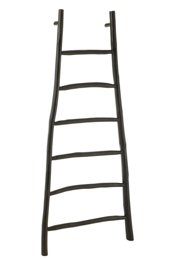 LADDER 6 STEPS TEAK WOOD BLACK