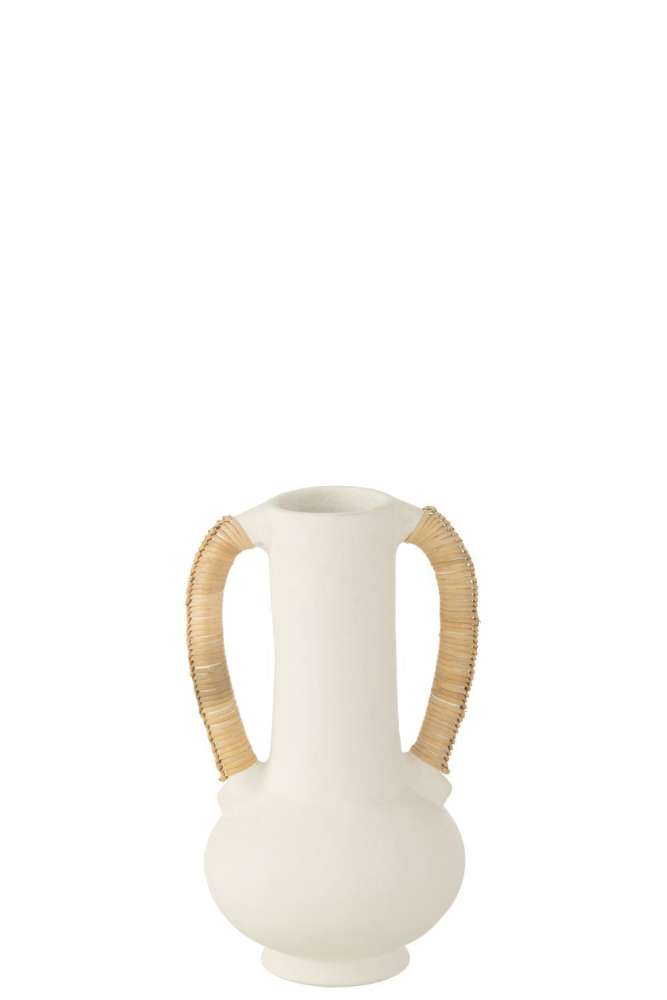 VASE AMPHORA LEO TERRACOTTA WHITE/NATURAL