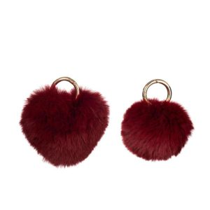 KEYCHAIN BALL/HEART ACRYLIC RED ASSORTMENT OF 2