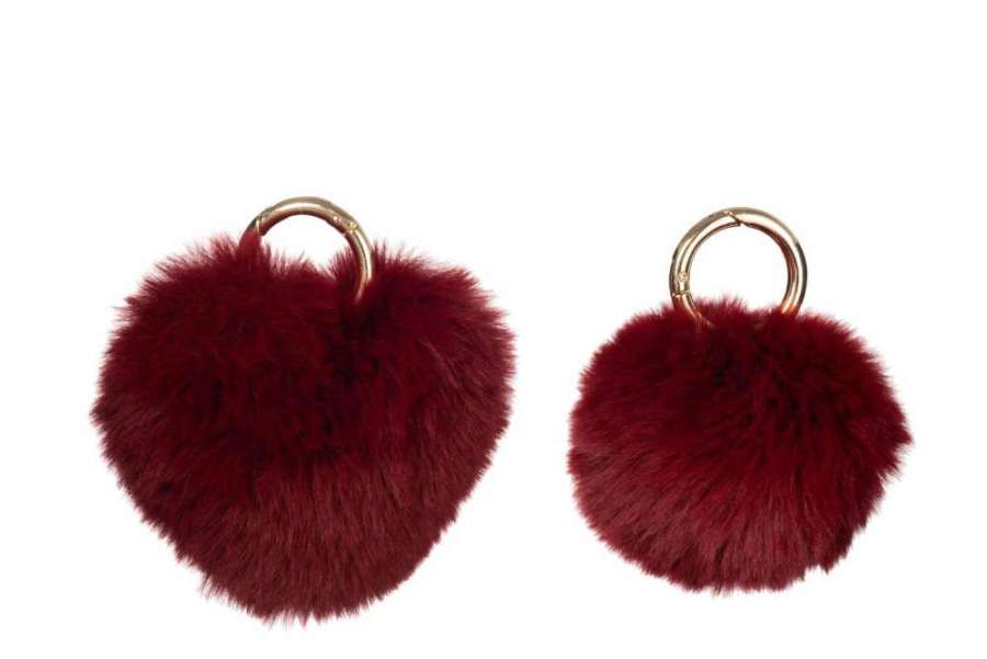 KEYCHAIN BALL/HEART ACRYLIC RED ASSORTMENT OF 2