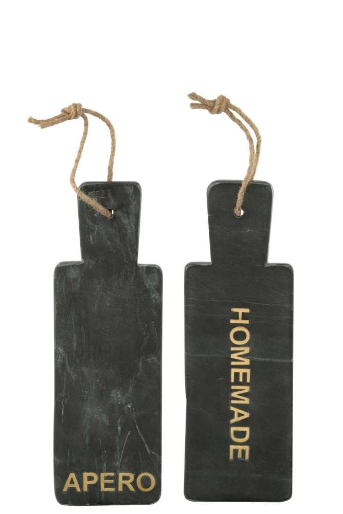 CHEESE BOARD RECTANGLE MARBLE BLACK/GOLD COLORED SMALL ASSORTMENT OF 2