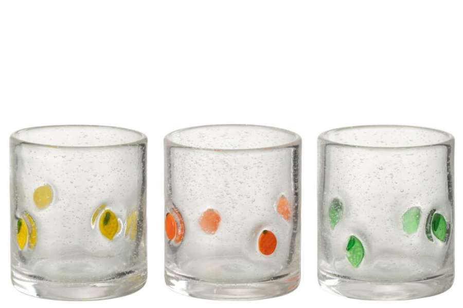 DRINKING GLASS CITRUS FRUIT GLASS MIX SMALL ASSORTMENT OF 3